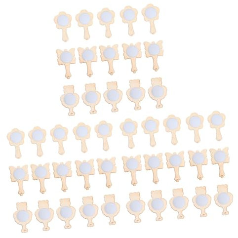 SEWOART 45 Stk kleiner Holzspiegel Spiegel zum Basteln Kinder basteln runder Spiegel kinder bastelset basteln für kinder glitzerin Spiegel selber machen für kinder holz spiegel handwerk