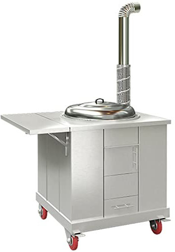 Poêle à Bois Réchaud Poêle à bois de camping, grand poêle multifonctionnel à charbon/bois, gazéificateur portable sans fumée en acier pur, poêle de chauffage rural avec cheminée, ensemble de