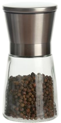 Fackelmann Molinillo de Especias, Apto para Sal, Pimienta y más, 160 ml de Capacidad, Cuerpo de Vidrio, Diseño Robusto y Materiales Duraderos, 14x7 cm, 1 ud.