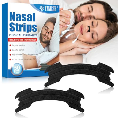 50 Pezzi Cerotti Nasali Antirussamento, Cerotti i Nasali, Cerotti Nasali per Facilitare la Respirazione, Strisce Nasali, Riduci Russare e Respira Bene, Antirussamento Migliora il Respirazione