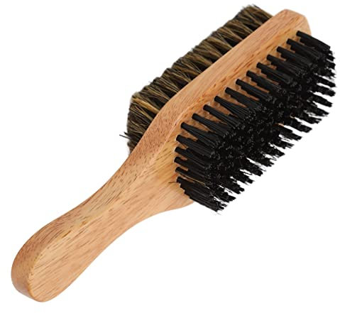 Spazzola per barba e baffi con manico, setole di cinghiale, Ideale per l'uso di olio, balsamo e tutti i prodotti per la cura della barba, pettine per baffi da viaggio, raddrizzatore per barba