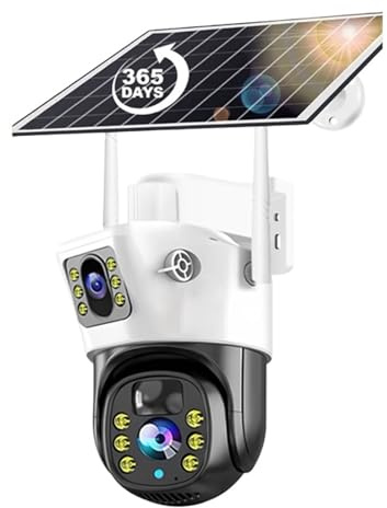 SHEHUALI Sistema di Sicurezza, Telecamera Sim 4G Solare 8MP 4K Videocamera Esterna a Bassa Potenza Visione Notturna Audio bidirezionale PIR CCTV IP Camara con Pannello Solare(4MP ADD 32GB Card)