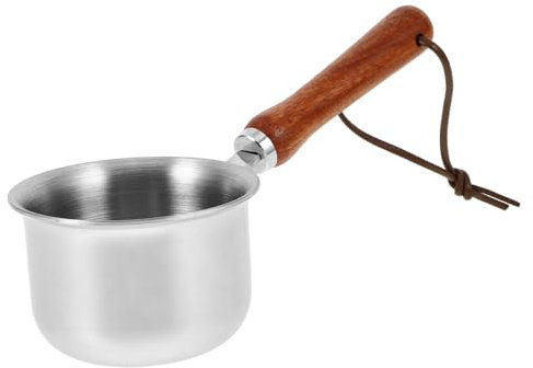 Cabilock Jarra Para Leche Con Asa De Madera Diseño De Acero Inoxidable Para Espumar Leche y Servir Café Tetera Pequeña Para Uso Diario Cafetería