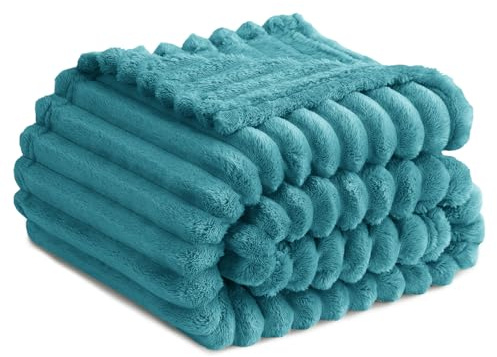 RUIKASI Plaid Polaire Canape Bleu Canard - Plaid Doux 150x200 XL Couverture Lit 1 Personne, Plaid Chaud et Epaisse Hiver