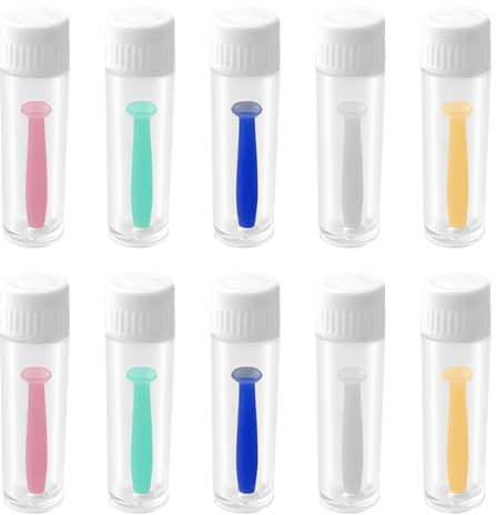 Lot de 10 Aides à L'insertion de Lentilles de Contact, Aide à L'insertion de Lentilles de Contact, Ventouse pour Lentilles de Contact, avec Flacon de Rangement, pour Lentilles Dures et Souples