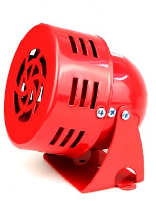 Sirena a motore, MS-190 12V DC 114dB suono d'allarme Buzzer ad alta potenza, sirena elettrica ad alta intensità, mini corno d'allarme rosso per casa, industrie, negozi e sistema di sicurezza | Potente sirena elettrica, mini corno rosso. Per casa, industria, negozi, sistemi di sicurezza. Suono forte e penetrante.