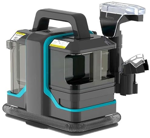 Limpiador de alfombras portátil, 450 W Máquina de Limpiador de alfombras con Tanque de Agua de 2 * (1.08+0.8L) e IPX4 a Prueba de Agua, un Punto de succión Fuerte de 11kpa, función de Auto Limpieza