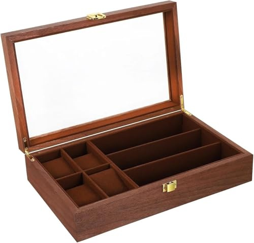 STBTOO Jewellery Box Organiser Glasses Storage Case Vintage Watch Necklace Display Holder Rings Wooden Sunglasses