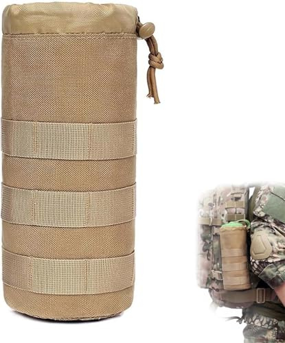 ZYEKIU Porte Gourde Sac à Dos, Porte Gourde de Plein Air, Poche Bouteille Molle Durable, Sac Gourde Réglable, pour Plein Air, Randonnée, Voyages, Pêche, Camping, Course à Pied, Vélo (Kaki)