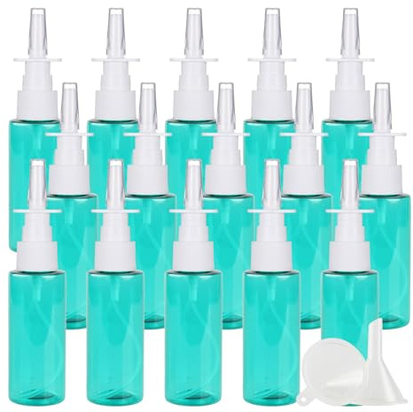 PQPAUTY 20 Pezzi Flacone Spray Nasale 50ml Verde, Spray Nasale Vuota in Plastica Riutilizzabile, Mini Nebulizzatore Spray Nasale per Uso Domestico e in Viaggio, Oli Essenziali, Soluzione Salina