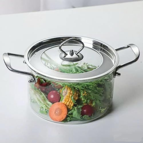 Großer Simmertopf aus Glas, hitzebeständiger Simmertopf aus Borosilikatglas for Zuhause, Küche, Restaurant, Glaskochgeschirr, Herd und Spülmaschine(5.5L)