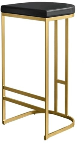 MDLOCJHF Frühstück Barhocker aus Leder mit goldenen Metallbeinen, moderner Barstuhl ohne Rückenlehne, hoher Frühstückshocker mit Fußstütze for Esszimmer, Küche, Theke, Bar Heimbar(Svart,75cm)
