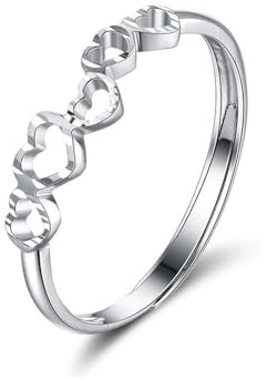 Tolldek Partnerringe PT950 Platin, Freundschaftsringe Herz Form, Solitärring Platin Echtgold Schmuck, Gr.70 (22.3)