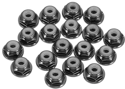 QUARKZMAN 20 Stk M2 Gewinde 0.4mm Aluminiumlegierung Sicherungsmutter Bundmutter Sechskantmutter Nylonsperre Rändelung für RC Drohne Quadcopter Motor Prop Adapter FPV Teile Schwarz