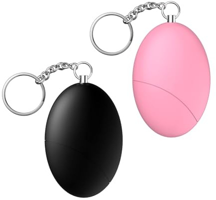 Allarmi personali da donna, confezione da 2 pezzi, 120 dB, forte allarme di sicurezza personale, piccolo allarme di sicurezza di emergenza con portachiavi, dispositivo di protezione portatile per