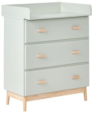 Beliani Elegante fasciatoio con cassetti, gambe in legno di pino MDF contenitore per cameretta verde chiaro