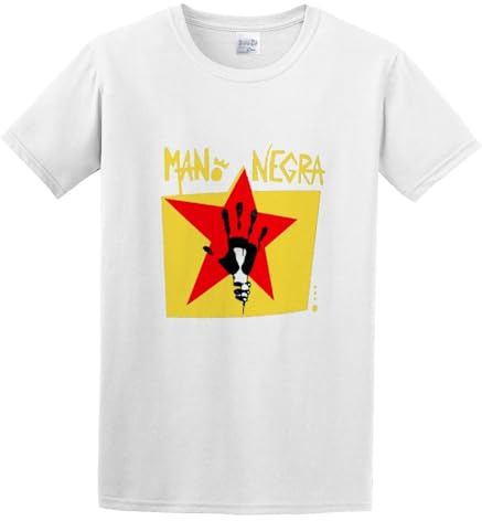 Mano Negra Manu Chao King of Bongo 1991 Album Cover T-Shirt Graphic Tee Printed Top Mens White Shirt XXL