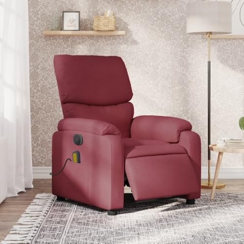 Owoxanthellate Fauteuil de massage électrique bordeaux avec massage vibrant à 6 points, fonction inclinable à 135°, housse en tissu, 75 x 99 x 99 cm, robuste et durable pour salon, chambre à coucher