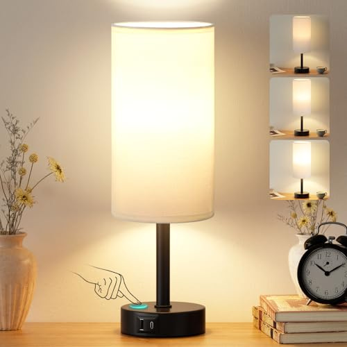 PreeOtti Bedside Lamps, Touch Lamps Bedside with 3-Way Dimmable for Bedroom