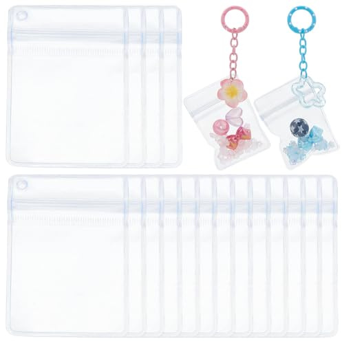 SOFPLATE Lot de 100 petit Sachet Transparent en PVC à Fermeture Zip 5x7cm D'Épaisseur 6.7 mil avec Ouverture Latérale. Pochettes de Rangement Suspendues Résistantes au Ternissement pour Porte Clés Bag