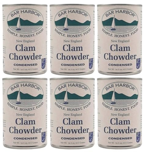 Bar Harbor New England Style Clam Chowder, Condensed, 14.5 oz – Classic Creamy Chowder [Pack of 6]