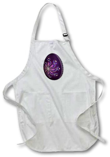 3dRose apr_43239_2 Dyed Purple Pysanky Easter Egg-Medium Length Apron with Pouch Pockets, 22 by 24-Inch