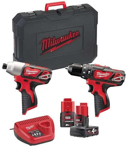 Milwaukee M12BPP2B-421C M12 Twin Pack (M12BPD, M12BID, 1 x 2.0ah Battery, 1 x 4.0ah Battery, Charger, BMC)