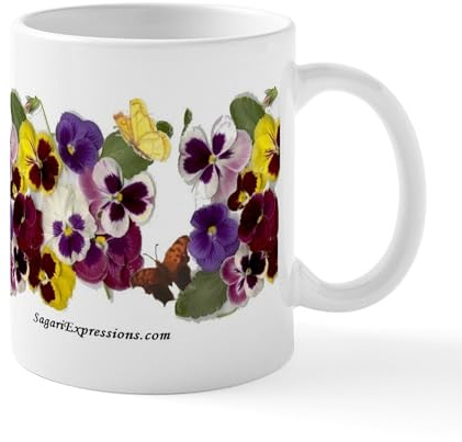 CafePress Beautiful, Lovely, Pansies On A Mug 11 oz (325 ml) Ceramic Coffee Mug