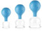 Pulox Schröpfgläser Set aus Echtglas mit Saugball - 3x Medizinisches Schröpfglas in Blau - 40mm, 52mm, 62mm