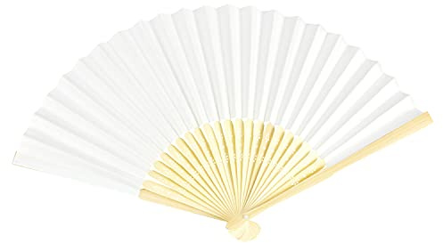 VON LILIENFELD Abanico Bella - Abanicos de papel, Blanco, Clásico