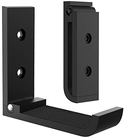 GEEKRIA 2 Pack Headphone Stand Hanger Foldable Wall Mounted Headphones Holder, Durable Aluminum Headset Stand Holder for Universal Gaming Headset, Stand Come with Protective Pad (Black)