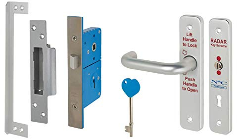 EAI Radar Lock Set for Toilet Doors, National Key Scheme, Left Hand | Toilet Door Lock Under Phlexicare Blue Badge National Key Scheme, Ideal for Stores, Cafes, Pubs, Restaurants, Stations