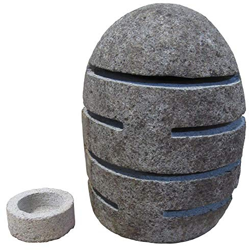 STONE ART & MORE - Lanterna in pietra con fessure luminose, altezza 20-25 cm, portacandela in pietra di fiume