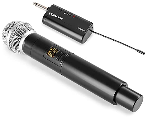 Vonyx WM55 Microphone sur Batterie Plug-and-Play UHF sans Fil - Avec Récepteur Plug-in, 10 Canaux, Distance 30 à 50m, Idéal pour les Prestations Audio et sur Scène