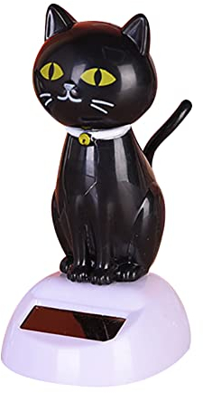 Solar Wackelfiguren süße Katze,Asudaro Auto Armaturenbrett Katze Ornament Solar-Tanzspielzeug Autodeko Katze Dekofigur Wackelkopf Kleintier Autodeko Auch für Schreibtische, Tische, Balkone Schwarz