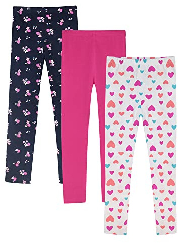 LiKing Barn flickor leggings sött mönster bomull stretch 2/3er pack 4539, Flerfärgad B, 122/128 cm