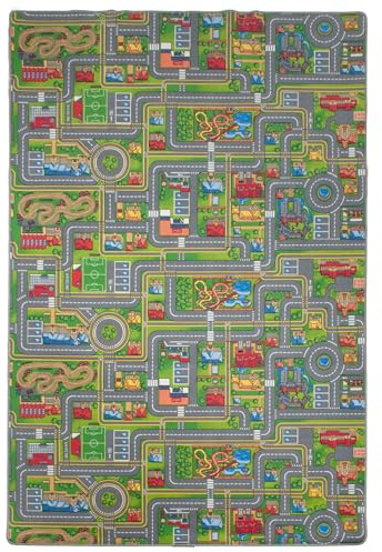 e-floor Kinderteppich, Teppich für EIN Kinderzimmer, Stadtmotiv, Kinderteppich Straßen und Wege, Teppich für Jungen und Mädchen, für Schlafzimmer und Spielzimmer, Kindergärten, 200 x 300 cm Grau