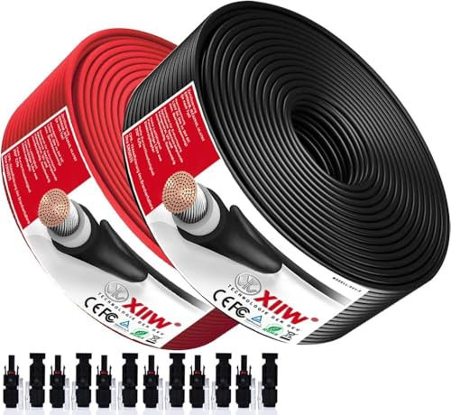 2PACK Rot+Schwarz 100+100 | 4mm² 12AWG max1800V Verlängerungskabel | inkl.Solarstecker Halogenfrei IP67 Doppelt Isolierter Qualitätsdraht Solarkabel PV-Kabel für Solarpanel Wechselrichter Laderegler