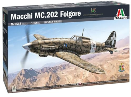 Italeri 2518 1:32 Macchi MC. 202 - Modellbau, Bausatz, Standmodellbau, Basteln, Hobby, Kleben, Plastikbausatz, Militär Flugzeug, rot und gelb