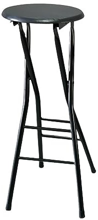 Sedia da Bar Pieghevole Senza Schienale per Adulti 60cm/70cm/80cm, Sgabello da Cucina Alto Portatile con Sedile Rotondo, Sgabello Pieghevole per Giardino Indoor Outdoor (Color : Zwart, Size : 80cm/3