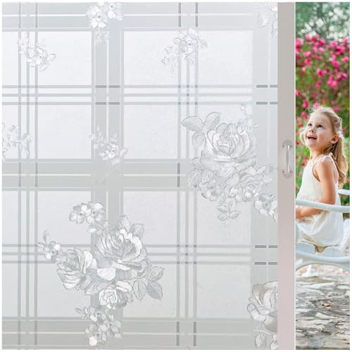 Fensterfolie Selbsthaftend Blickdicht： Sichtschutzfolie Folie Fenster Dekorfolie Statisch Milchglasfolie Spiegelfolie Anti UV für Küche, Badezimmer und Büro 44.5 * 400cm