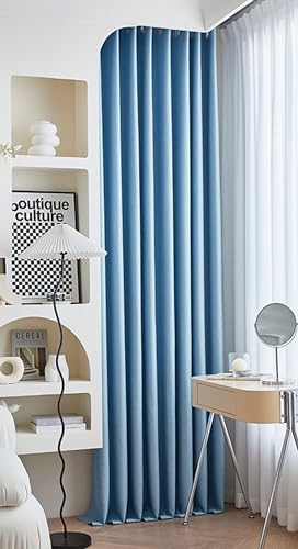 Homxi Gardinen Blickdicht Thermo 2er Set,2 x 137W x 229H cm,Gardinen Blickdicht Vorhänge Blau Einfarbig Gardinen für Gardinenhaken