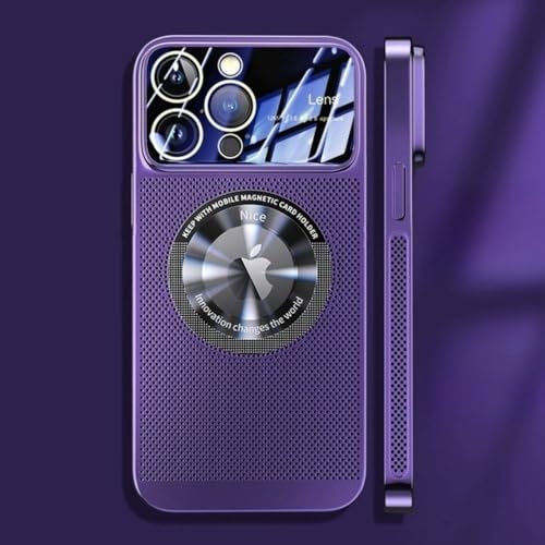 ZSUFCBF Custodia magnetica per telefono con dissipazione del calore elettrolitica per iPhone 11 12 13 14 15 Pro Max Copriobiettivo in vetro a rete, viola, per iPhone 13 ProMax