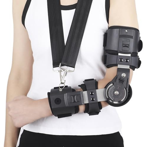 FXNFXLA Einstellbare Ellbogen Immobilizer Brace mit atmungsaktivem Liner, Sling Stabilizer, ROM Scharnier Ellenbogen Brace Arm Support Splint für Arm Dislokation