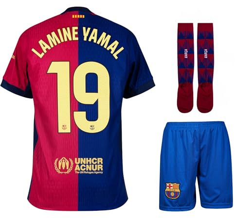IHIMI Yamal #10 Trikot Kinder Set mit Socken – Barca Heimstil 2025/26 – Trikot, Shorts & Stutzen 5 PCS Gift Set – kompatibel mit Yamal-Fans – Größen 152