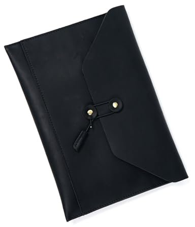 Leder-Dokumentenmappe mit mehreren Kartenfächern, Dokumentenhalter mit Kordelverschluss, für Damen und Herren, PU-Laptophülle