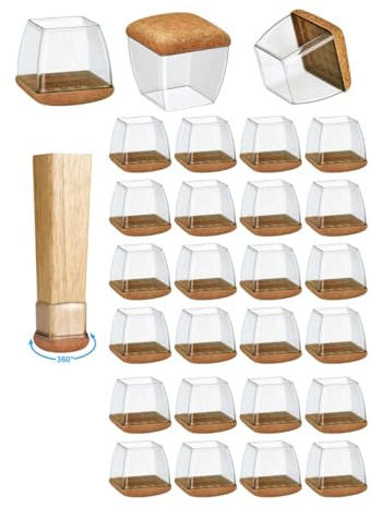 GIUPIKKIA Feltrini Sedie Silicone Quadrati 24 Pezzi Gommini, Protezione Mobili, Elastici E Resistenti Perfetti Come Piedini Per Mobili 16-24 MM Piedini Per Sedie Antiscivolo E Antirumore