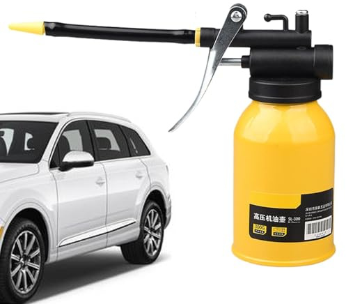 Hand Pump Oiler Can | Metal Motor Oil Dispenser with Flex Spout,High Pressure Oiler, 300ml Lubrication Oil Can Bottle for All Lubrication Need of Car
