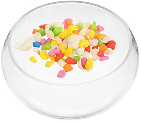 Happyyami 1set Bowl with Decorative Gravel Elegant Fish Tank for Home Office Lightweight and Easy to Install for and Shrimp Stylish Round Design