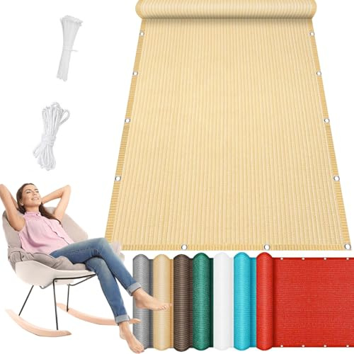 Toldo Vela Rectangular 120 x 270 cm HDPE Transpirable Protección Rayos UV Toldo de Vela Rectangular Tela 90% Efecto Sombreado para Terraza Patio Exterior Jardín, Color Crema